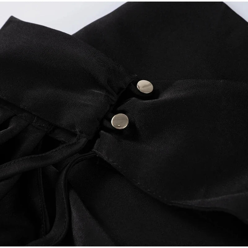 Sexy Satin Ribbon Party Dress Women Elegant Halter Backless Off Shoulder Sleeveless Female Dresses 2024 Summer Solid Robe Gown