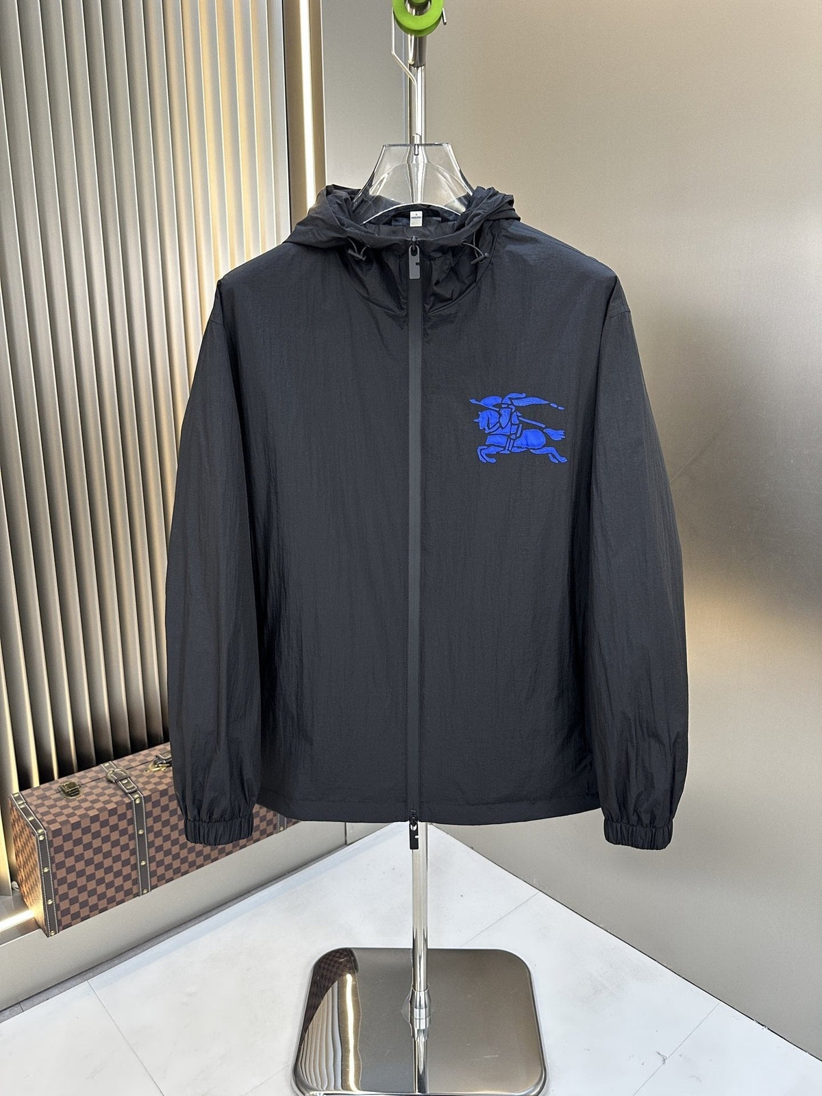 Burberry Blue Chest Graphic Hooded Zip Jacket