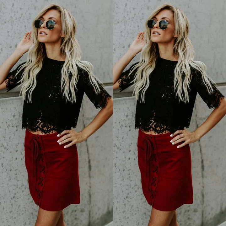 Casual Lace Tops Shirt Fashion Women Ladies Clothing Tops