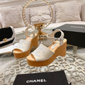 WEDGE SANDALS IN WHITE LAMBSKIN WITH LOGO