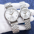 Longines Silver White Dial Bracelet Couple Watch Set