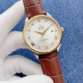 OMEGA Gold-Tone White Dial Leather Strap Watch