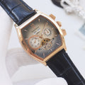 PATEK PHILIPPE Rose Gold Black Leather Strap Watch